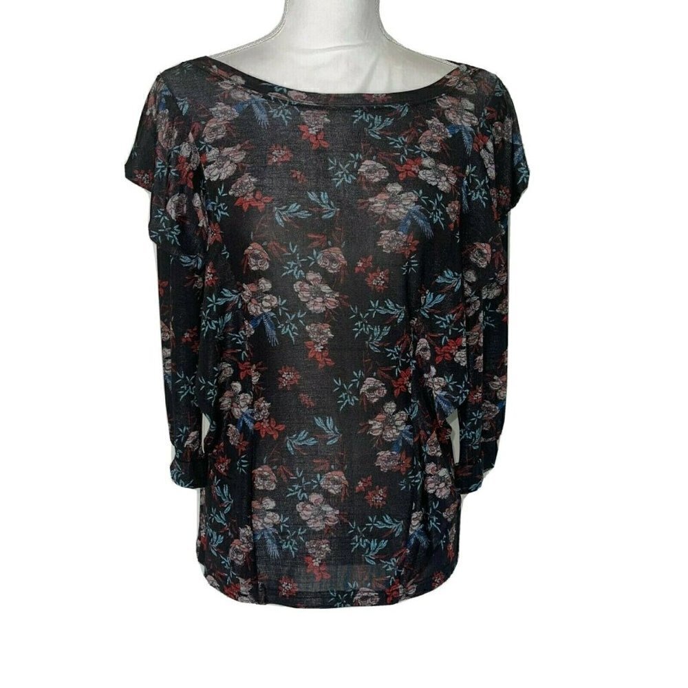 NWT Free People Dock Street Womens Black Comb Ruffle Jersey Top Small S New
